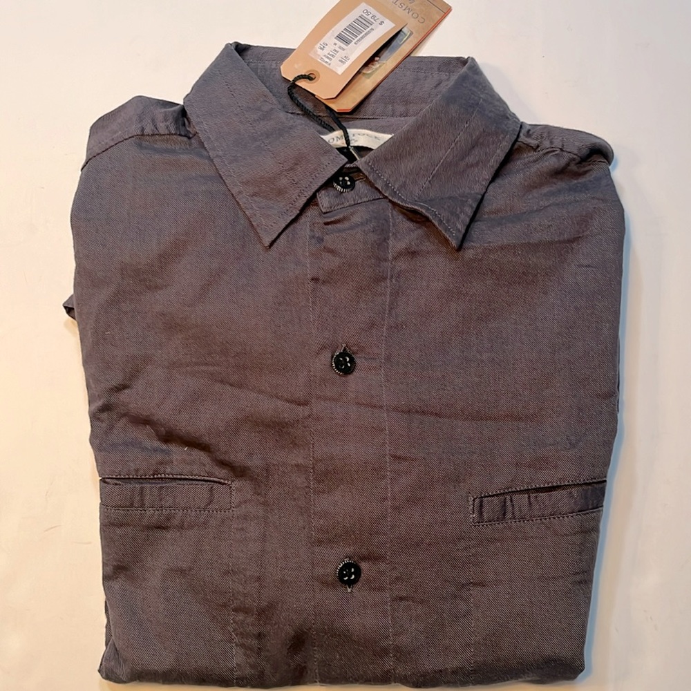 Comstock & Co. long sleeved charcoal, 100% cotton, flip cuffs, Medium